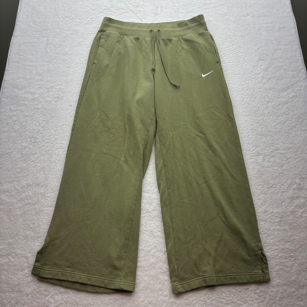 Nike Phoenix Fleece Wide Leg Sweatpants Olive Green XL DQ5615-326